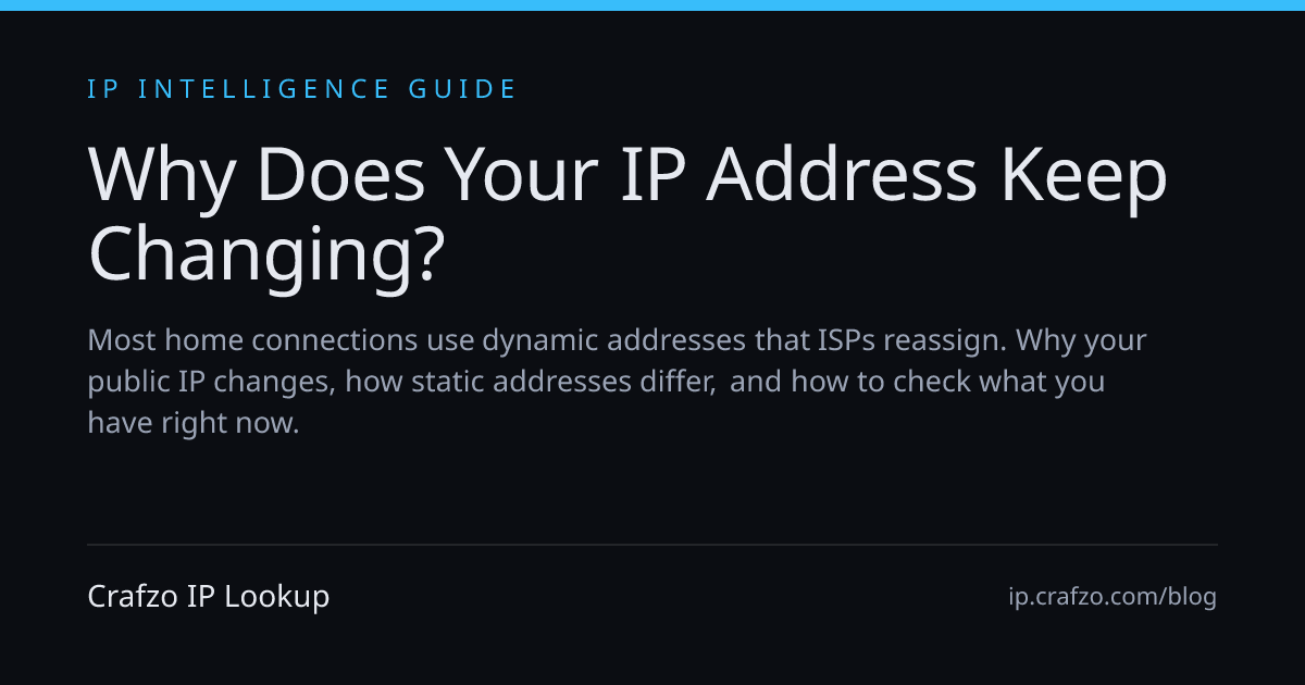 Why Does Your IP Address Keep Changing? | Crafzo IP Lookup